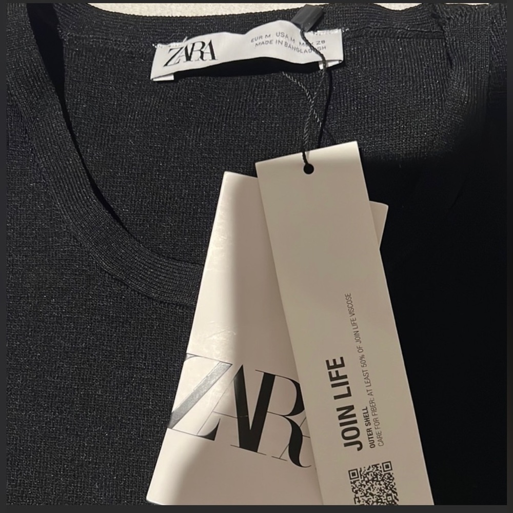 NWT Zara Knit Crop Top. Size M. Black - Picture 8 of 8